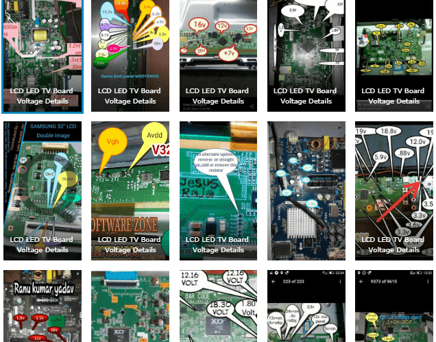 LCD LED TV Board Voltage Details with Charts
