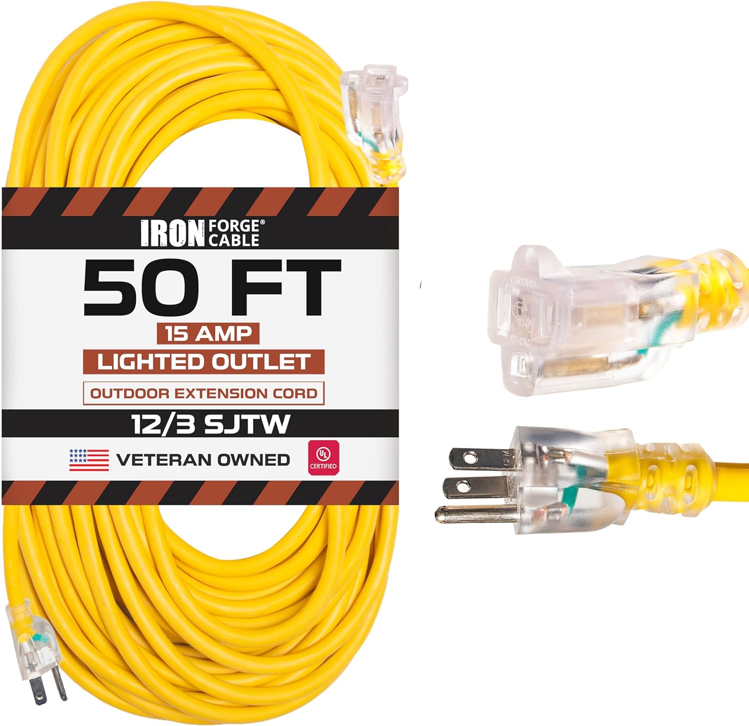 The IRON FORGE CABLE 50 ft Lighted Outdoor Extension Cord