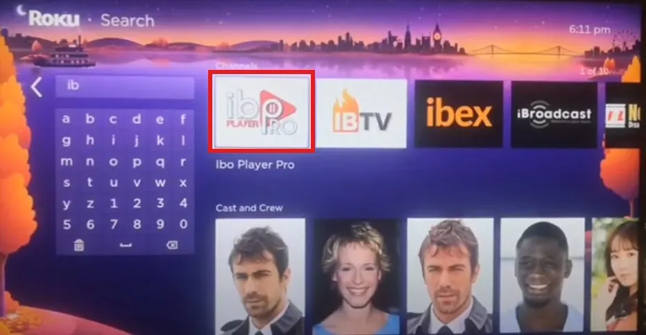 IBO Player Pro app on Roku